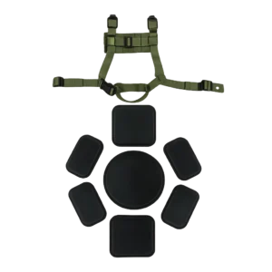 Sistema de retención de 4 puntos con almohadillas para casco balístico